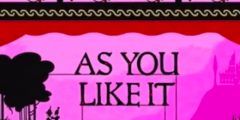 As You Like It poster, featuring a bridge across a pink landscape