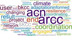 A wordle featuring the aims of the Adaptation and Resilience to a Changing Climate (ARCC) - Coordination Network (ACN)