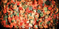 Wall of many, many post its