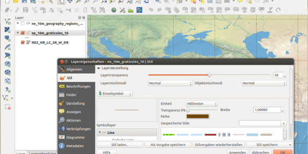 an image of a map open in mapping software, with a menu overlaying it