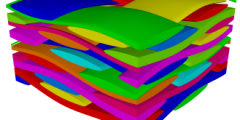 a 3D image from TexGen showing weave patterns in a layered textile.