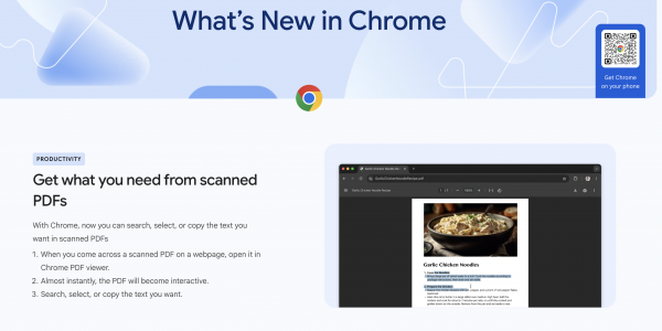 Google Chrome OCR features which are available in desktop for scanned PDF documents.