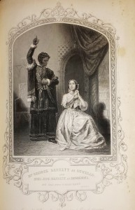 Othello accusing Desdemona, mostly engraved but showing images of the actors' real faces