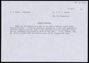 Photograph of a small piece of paper with typed text