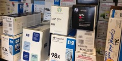 Boxes of printer cartridges