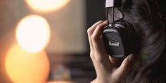 A woman wearing headphones.